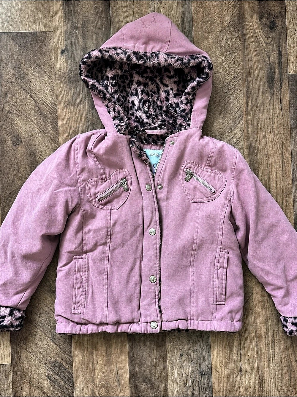 FC Girl Girls Pink & Black Animal Print Lined Jacket Medium